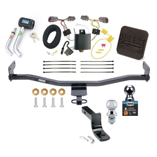 Custom Fit Trailer Hitch Wiring Harness (Plug & Play) 1-1/4" Drop Ball-Mount w/ Pin/Clip 2" Chrome Ball Security Lock Pin Rubber Hitch Plug Cover Installation Hardware Installation Instructions 77302 118637 3593 74006 7400820 7051500 705443 Reese Trailer Tow Hitch For 14-19 KIA Soul Except EV Ultimate Package Wiring 1-7/8" & 2" Ball and Lock