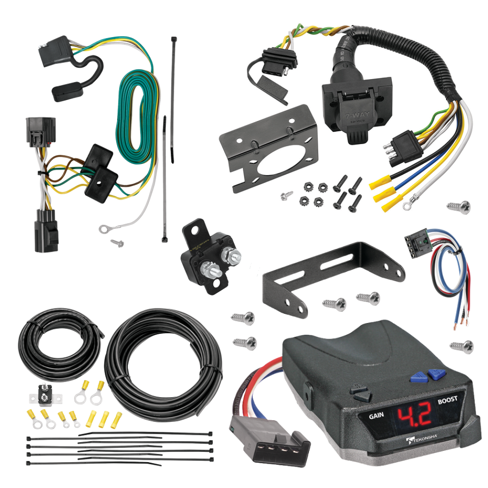 For 2007-2017 Jeep Wrangler 7-Way RV Wiring + Tekonsha BRAKE-EVN Brake Control + Generic BC Wiring Adapter (Excludes: w/Right Hand Drive & Limited Edition Models) By Tekonsha