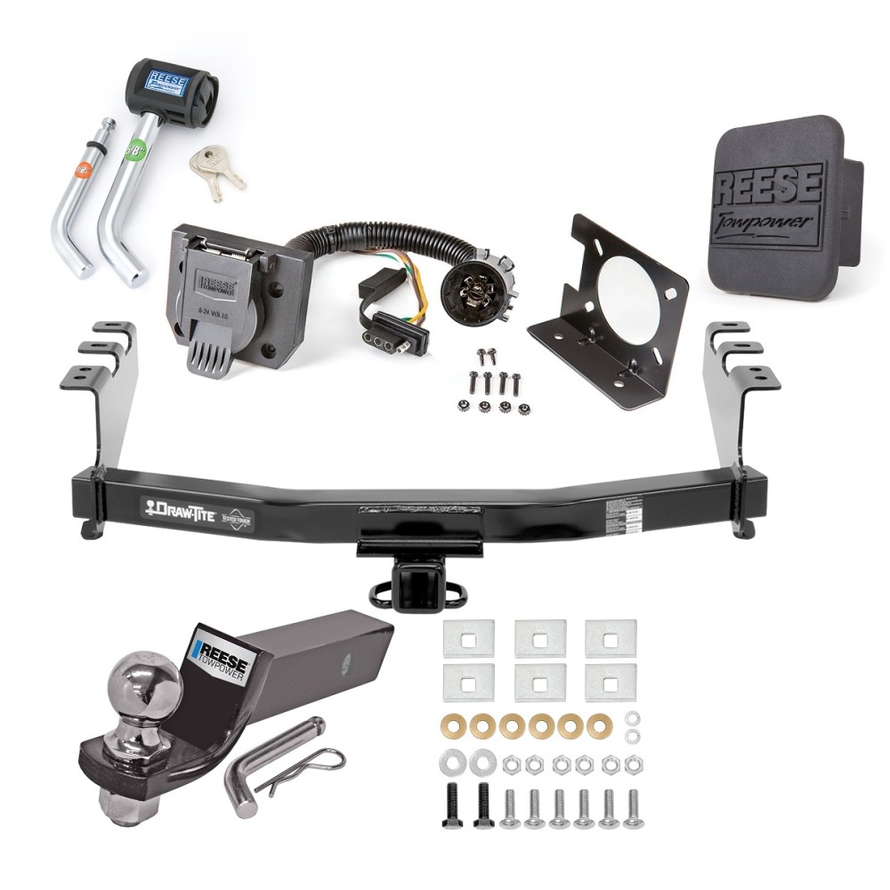 Custom Fit Trailer Hitch Wiring Harness (Plug & Play) 2" Drop Ball-Mount w/ Pin/Clip 2" Chrome Ball Security Lock Pin Rubber Hitch Plug Cover Installation Hardware Installation Instructions 84016 74682 21536 7054430 7000600 Reese Trailer Tow Reese Trailer Tow Hitch For 14-18 Chevy Silverado GMC Sierra Deluxe Package Wiring 2" Ball and Lock