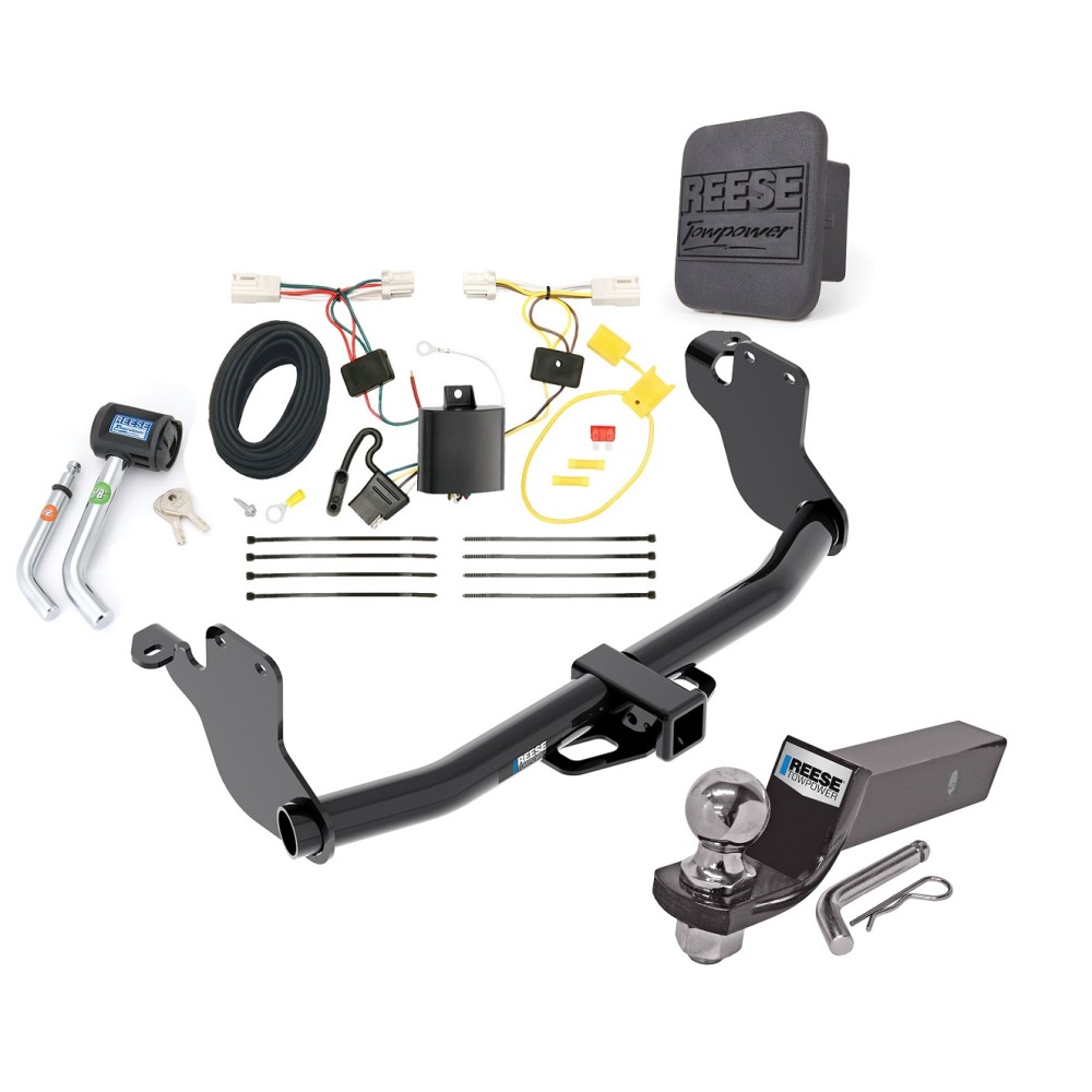 Custom Fit Trailer Hitch Wiring Harness (Plug & Play) 2" Drop Ball-Mount w/ Pin/Clip 2" Chrome Ball Security Lock Pin Rubber Hitch Plug Cover Installation Hardware Installation Instructions 84098 85758 21536 7054430 7000600 Reese Trailer To Reese Trailer Tow Hitch For 11-19 Mitsubishi Outlander Sport 11-24 RVR Deluxe Package Wiring 2" Ball and Lock