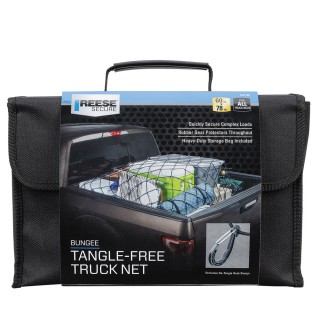 9427100 Reese Secure Deluxe Pickup Truck Bed Cargo Net Reese Bungee Stretch Truck Net 60" x 78" Multipurpose Cargo Luggage Etc. Hooks To Truck Anchor Points Anti Tangle Plastic Hooks Fits over 1" Bars
