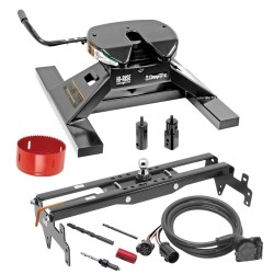 Draw-Tite Gooseneck Trailer Hitch Kit Deluxe w/ 18K 5th Fifth Wheel Adapter In-Bed Wiring and Hole Saw for 99-19 Chevy GMC Silverado Sierra 1500 99-04 2500 LD Turnover w/ Brackets Rails Under Bed 2-5/16" Ball