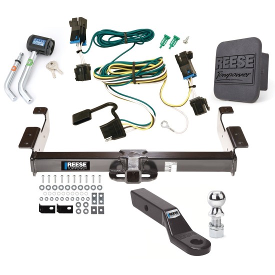 Custom Fit Trailer Hitch Wiring Harness (Plug & Play) 2" Drop Ball-Mount w/ Pin/Clip 2-5/16" Chrome Ball Security Lock Pin Rubber Hitch Plug Cover Installation Hardware Installation Instructions 96946 78029 21330 7028500 7054430 7000600 Rees Reese Class V Trailer Tow Hitch For 03-24 Chevy Express GMC Savana 1500 2500 3500 Deluxe Package Wiring 2-5/16" Ball and Lock
