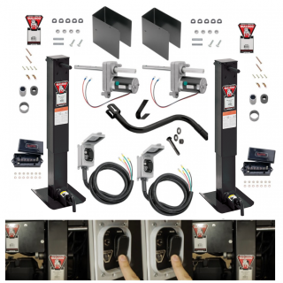 182800 182800 1824200100 1824200100 1400920383 Bulldog Bulldog 24K Landing Gear Trailer Jack Set Dual Electric Motors Leveling Manual Override Crank Gooseneck Dump Agricultural Construction Heavy-Duty Utility Horse Livestock Trailers Side Plunger Pin Bulldog 24K Landing Gear Trailer Jack Set Dual Electric Motors Leveling w/ Manual Override Crank for Gooseneck Dump Agricultural Construction Heavy-Duty Utility Horse Livestock Trailers Side Plunger Pin