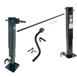 Bulldog Tandem 2-Speed 12,000 lbs Square Trailer Jack Drop Leg w/ Spring Return Planetary Gearbox 26" Lift w/ Crank and Cross Shaft