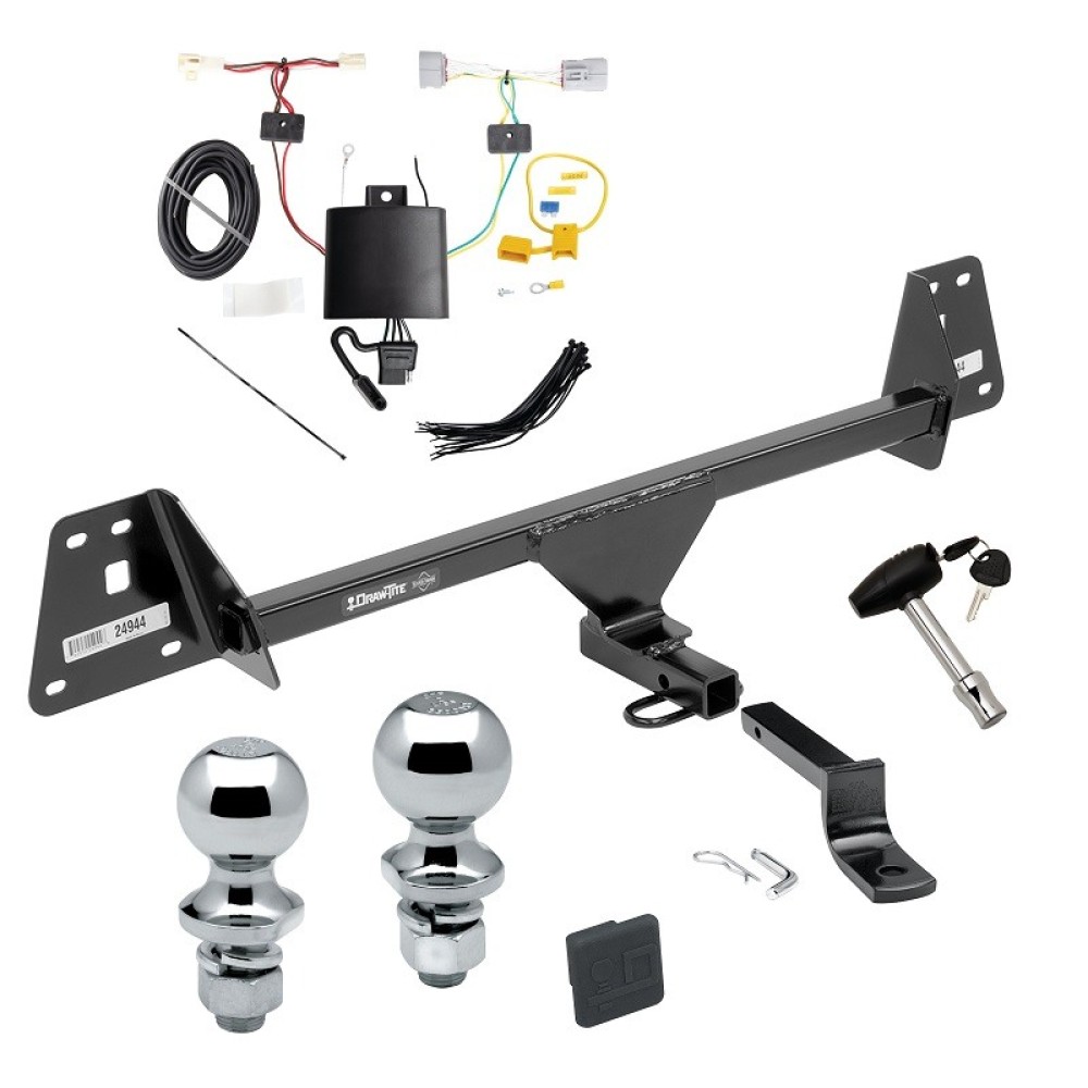 Custom Fit Trailer Hitch Draw-Bar w/ Pin/Clip Wiring Harness (Plug & Play) 1-7/8" and 2" Chrome Ball Security Lock Pin Rubber Hitch Plug Cover Installation Hardware Installation Instructions 249660 118842 63820 63810 580407 2211 Draw-Tite Tr Trailer Tow Hitch For 17-22 Toyota Prius Prime Deluxe Package Wiring 2" and 1-7/8" Ball and Lock