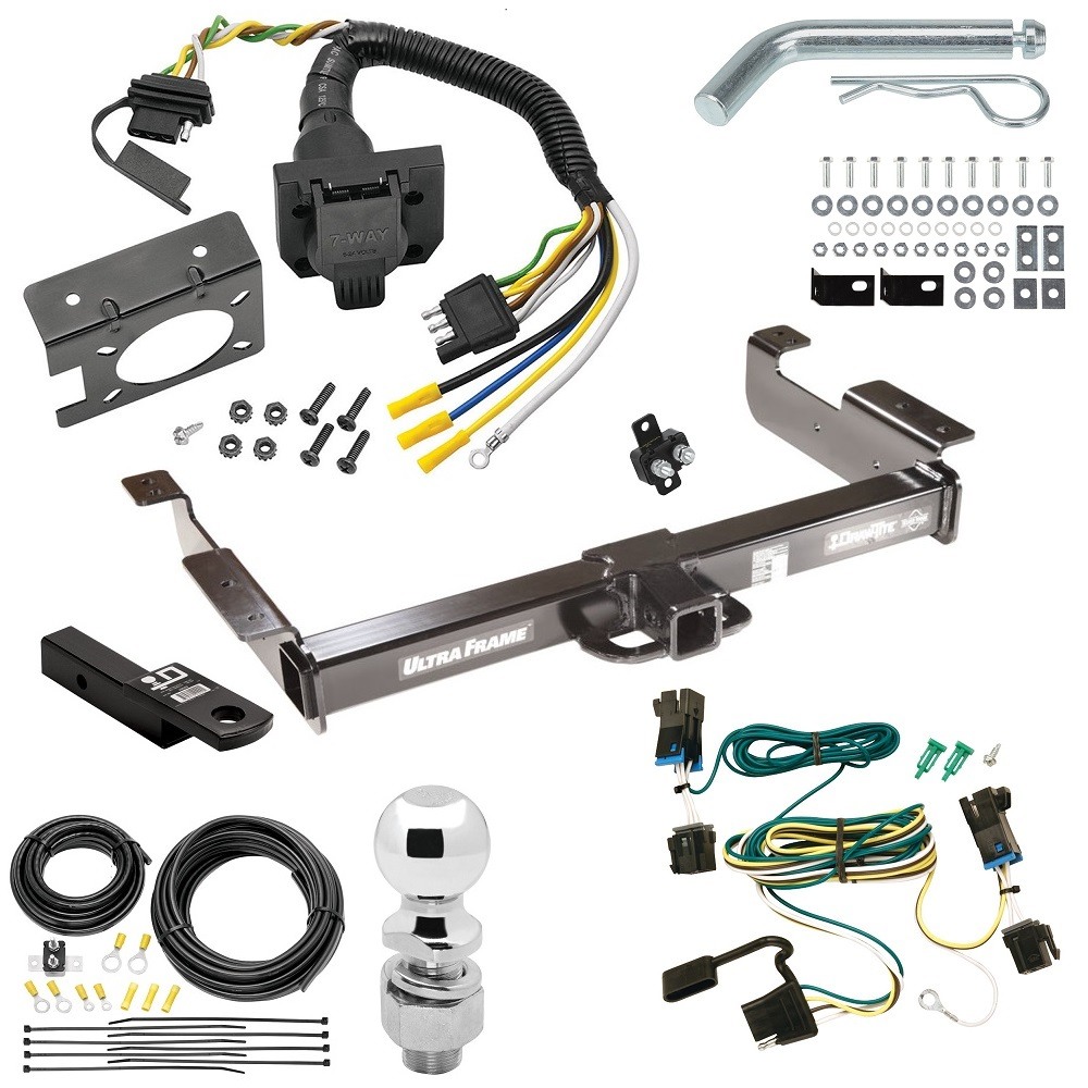 Custom Fit Trailer Hitch Wiring Harness (Plug & Play) 2" Drop Ball-Mount w/ Pin/Clip 2-5/16" Chrome Ball Trailer Connector Adapter Brake Control Wiring Kit Circuit Breaker Installation Hardware Installation Instructions 41946 85343 20506 70 Class 5 10K Trailer Hitch Tow Package w/ 7-Way RV Wiring For 03-14 Chevy Express GMC Savana 1500 03-24 2500 3500 w/ 2-5/16" Ball 2" Drop Mount Ultra Frame 2" Receiver All Models