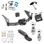 Custom Fit Trailer Hitch Wiring Harness (Requires Splicing) 2" Drop Ball-Mount w/ Pin/Clip Security Lock Pin & Key 2-5/16" and 2" Chrome Ball 4-Flat Mounting Bracket Rubber Hitch Plug Cover Installation Hardware Installation Instruction Ultimate Class 5 11K Tow Package For 11-18 RAM 1500 19-23 (Classic) Trailer Hitch w/ Wiring Dual 2" and 2-5/16" Ball 2" Drop Mount Lock Bracket Cover 2" Receiver
