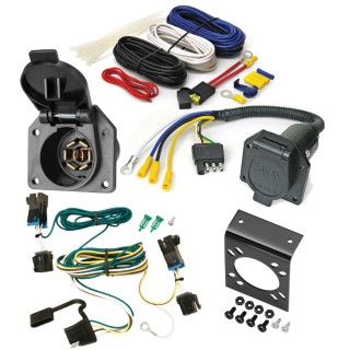Vehicle Specific Trailer Light Plug & Play Wiring 4-Flat Prewired Adapter 4-Way to RV 7-Way 7-Way Mounting Bracket w/ Hardware Brake Controller Install Kit Wire Hardware 20amp Fuse Installation Hardware Installation Instructions 118392 85060 7418411 Economy 7 Way RV Trailer Wiring For 03-24 Chevy Express GMC Savana Van 1500 2500 3500 3 Axles 7 Blade Plug Prong Pin Brake Control Ready