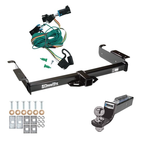 Custom Fit Trailer Hitch Wiring Harness (Plug & Play) 2" Drop Ball-Mount w/ Pin/Clip 2" Chrome Ball Installation Hardware Installation Instructions 75189 118335 21536 Draw-Tite Tow Package 96-99 Chevy Express GMC Savana Van Trailer Hitch Wir Tow Package For 96-99 Chevy Express GMC Savana Van Trailer Hitch w/ Wiring 2" Drop Mount 2" Ball 2" Receiver