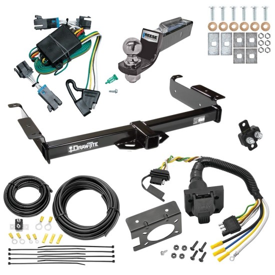 Custom Fit Trailer Hitch Wiring Harness (Plug & Play) 2" Drop Ball-Mount w/ Pin/Clip 2" Chrome Ball Trailer Connector Adapter Brake Control Wiring Kit Circuit Breaker Installation Hardware Installation Instructions 75189 85343 20506 7012a 11 Trailer Hitch Tow Package w/ 7-Way RV Wiring For 00-02 Chevrolet Express GMC Savana Van w/ 2" Drop Mount 2" Ball Class 3 2" Receiver All Models