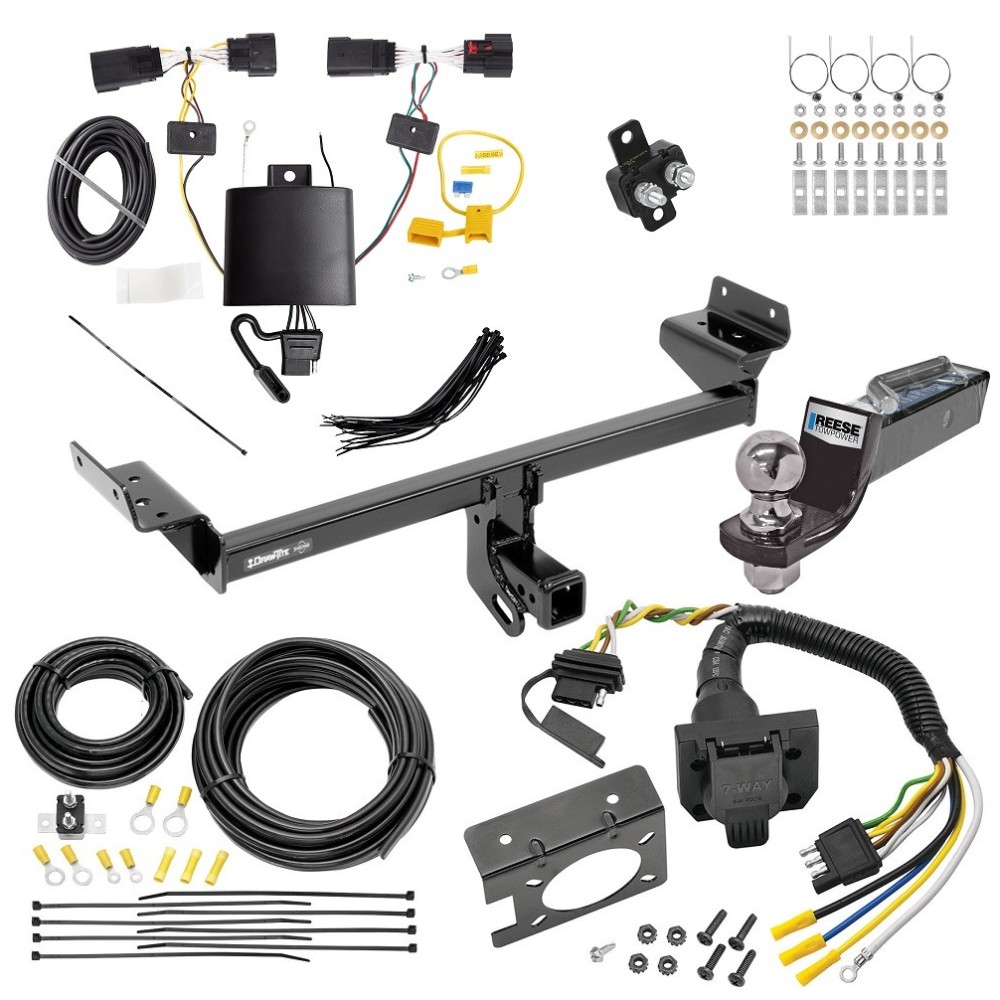 Custom Fit Trailer Hitch Wiring Harness (Plug & Play) 2" Drop Ball-Mount w/ Pin/Clip 2" Chrome Ball Trailer Connector Adapter Brake Control Wiring Kit Circuit Breaker Installation Hardware Installation Instructions 75234 85343 20506 7012a 11 Trailer Hitch Tow Package w/ 7-Way RV Wiring For 19-23 Lincoln Nautilus w/ 2" Drop Mount 2" Ball Class 3 2" Receiver All Models
