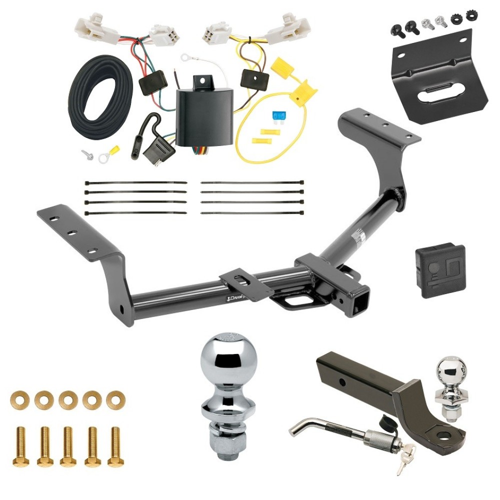 Custom Fit Trailer Hitch Wiring Harness (Plug & Play) 2" Drop Ball-Mount w/ Locking Pin/Clip 2" Chrome Ball 4-Flat Mounting Bracket 1-7/8" Chrome Ball Rubber Hitch Plug Cover Installation Hardware Installation Instructions 75235 118578 Ultimate Tow Package For 13-18 Toyota RAV4 Trailer Hitch w/ Wiring 2" Drop Mount Dual 2" and 1-7/8" Ball Lock Bracket Cover 2" Receiver
