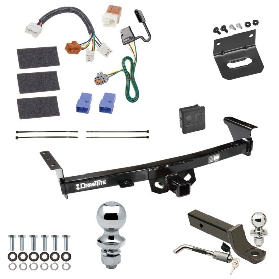 Custom Fit Trailer Hitch Wiring Harness (Plug & Play) 2" Drop Ball-Mount w/ Locking Pin/Clip 2" Chrome Ball 4-Flat Mounting Bracket 1-7/8" Chrome Ball Rubber Hitch Plug Cover Installation Hardware Installation Instructions 75282 118525 Ultimate Tow Package For 05-23 Nissan Frontier 09-12 Suzuki Equator Trailer Hitch w/ Wiring 2" Drop Mount Dual 2" and 1-7/8" Ball Lock Bracket Cover 2" Receiver
