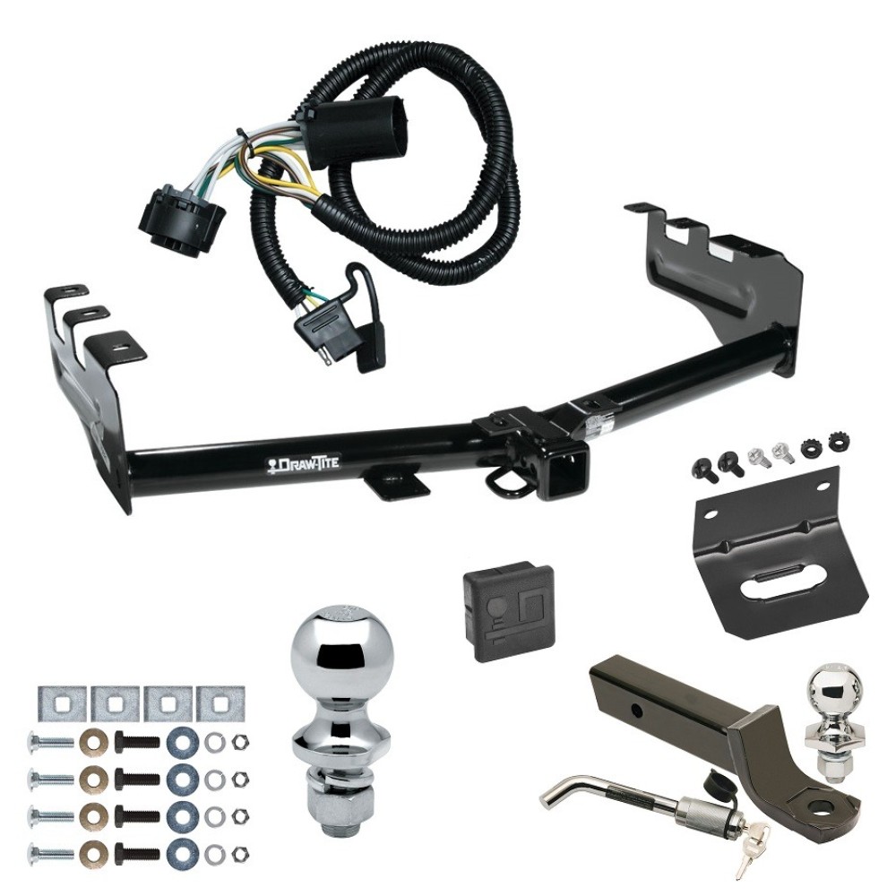 Custom Fit Trailer Hitch Wiring Harness (Plug & Play) 2" Drop Ball-Mount w/ Locking Pin/Clip 2" Chrome Ball 4-Flat Mounting Bracket 1-7/8" Chrome Ball Rubber Hitch Plug Cover Installation Hardware Installation Instructions 75521 118384 Ultimate Tow Package For 99-13 Chevrolet Silverado GMC Sierra 1500 Trailer Hitch w/ Wiring 2" Drop Mount Dual 2" and 1-7/8" Ball Lock Bracket Cover 2" Receiver