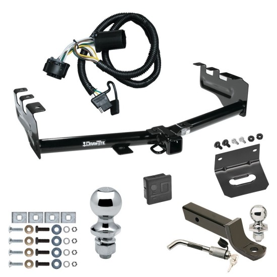 Custom Fit Trailer Hitch Wiring Harness (Plug & Play) 2" Drop Ball-Mount w/ Locking Pin/Clip 2" Chrome Ball 4-Flat Mounting Bracket 1-7/8" Chrome Ball Rubber Hitch Plug Cover Installation Hardware Installation Instructions 75521 118384 Ultimate Tow Package For 99-13 Chevrolet Silverado GMC Sierra 1500 Trailer Hitch w/ Wiring 2" Drop Mount Dual 2" and 1-7/8" Ball Lock Bracket Cover 2" Receiver