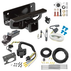 Trailer Hitch Tow Package w/ 7-Way RV Wiring For 03-18 Dodge Ram 1500 19-23 (Classic) 03-09 2500 3500 w/ 2" Drop Mount 2" Ball Class 4 2" Receiver 