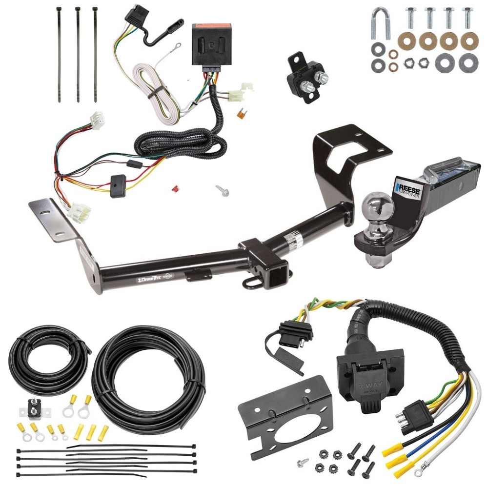 Trailer Hitch Tow Package w/ 7-Way RV Wiring For 12-16 Honda CR-V w/ 2" Drop Mount 2" Ball Class 3 2" Receiver All Models 