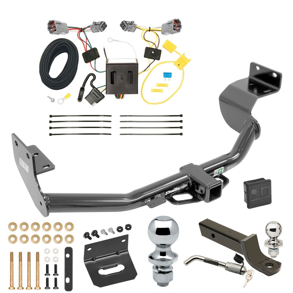 Custom Fit Trailer Hitch Wiring Harness (Plug & Play) 2" Drop Ball-Mount w/ Locking Pin/Clip 2" Chrome Ball 4-Flat Mounting Bracket 1-7/8" Chrome Ball Rubber Hitch Plug Cover Installation Hardware Installation Instructions 75772 118571 Ultimate Tow Package For 13-18 Hyundai Santa Fe Trailer Hitch w/ Wiring 2" Drop Mount Dual 2" and 1-7/8" Ball Lock Bracket Cover 2" Receiver