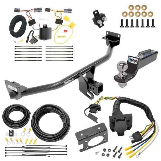 Custom Fit Trailer Hitch Wiring Harness (Plug & Play) 2" Drop Ball-Mount w/ Pin/Clip 2" Chrome Ball Trailer Connector Adapter Brake Control Wiring Kit Circuit Breaker Installation Hardware Installation Instructions 75836 85343 20506 7012a 1 Trailer Hitch Tow Package w/ 7-Way RV Wiring For 16-18 Hyundai Tucson w/ 2" Drop Mount 2" Ball Class 3 2" Receiver All Models