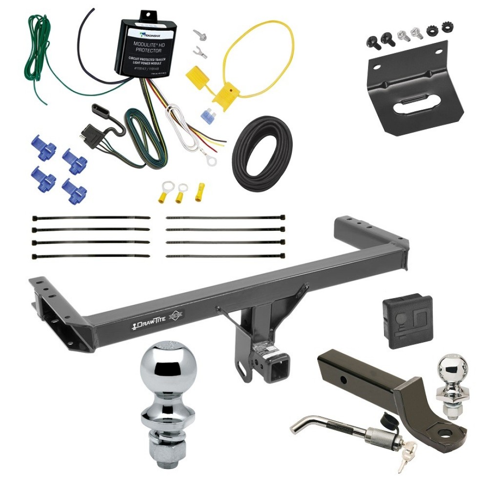 Custom Fit Trailer Hitch Wiring Harness (Requires Splicing) 2" Drop Ball-Mount w/ Locking Pin/Clip 2" Chrome Ball 4-Flat Mounting Bracket 1-7/8" Chrome Ball Rubber Hitch Plug Cover Installation Hardware Installation Instructions 75940 11914 Ultimate Tow Package For 13-17 Audi Q5 Trailer Hitch w/ Wiring 2" Drop Mount Dual 2" and 1-7/8" Ball Lock Bracket Cover 2" Receiver
