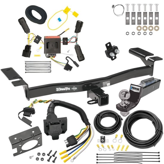 Custom Fit Trailer Hitch Wiring Harness (Plug & Play) 2" Drop Ball-Mount w/ Pin/Clip 2" Chrome Ball Trailer Connector Adapter Brake Control Wiring Kit Circuit Breaker Installation Hardware Installation Instructions 75992 85343 20506 7012a 1 Trailer Hitch Tow Package w/ 7-Way RV Wiring For 11-14 Ford Edge w/ 2" Drop Mount 2" Ball Class 3 2" Receiver