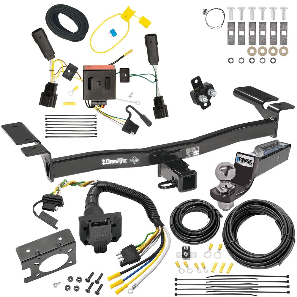 Custom Fit Trailer Hitch Wiring Harness (Plug & Play) 2" Drop Ball-Mount w/ Pin/Clip 2" Chrome Ball Trailer Connector Adapter Brake Control Wiring Kit Circuit Breaker Installation Hardware Installation Instructions 75992 85343 20506 7012a 1 Trailer Hitch Tow Package w/ 7-Way RV Wiring For 11-15 Lincoln MKX w/ 2" Drop Mount 2" Ball Class 3 2" Receiver All Models