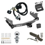 Custom Fit Trailer Hitch Wiring Harness (Plug & Play) 2" Drop Ball-Mount w/ Locking Pin/Clip 2" Chrome Ball 4-Flat Mounting Bracket 1-7/8" Chrome Ball Rubber Hitch Plug Cover Installation Hardware Installation Instructions 76016 118384 Ultimate Tow Package For 14-19 Chevy Silverado GMC Sierra 1500 Trailer Hitch w/ Wiring 2" Drop Mount Dual 2" and 1-7/8" Ball Lock Bracket Cover 2" Receiver