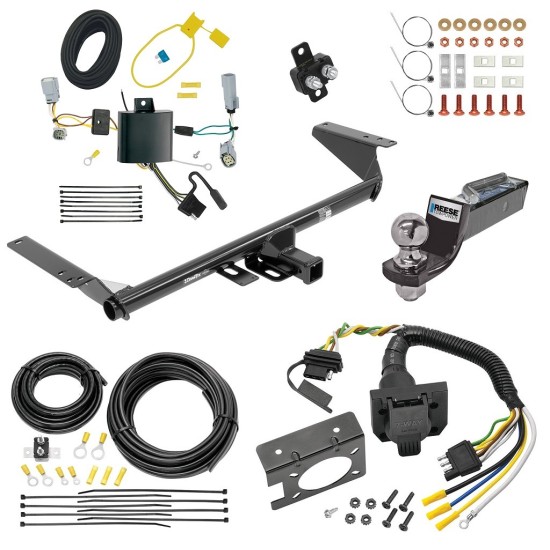Custom Fit Trailer Hitch Wiring Harness (Plug & Play) 2" Drop Ball-Mount w/ Pin/Clip 2" Chrome Ball Trailer Connector Adapter Brake Control Wiring Kit Circuit Breaker Installation Hardware Installation Instructions 76046 85343 20506 7012a 1 Trailer Hitch Tow Package w/ 7-Way RV Wiring For 17-20 Chrysler Pacifica LX Touring 20-23 Voyager 22-23 Grand Caravan Canada Only Except Hybrid w/ 2" Drop Mount 2" Ball