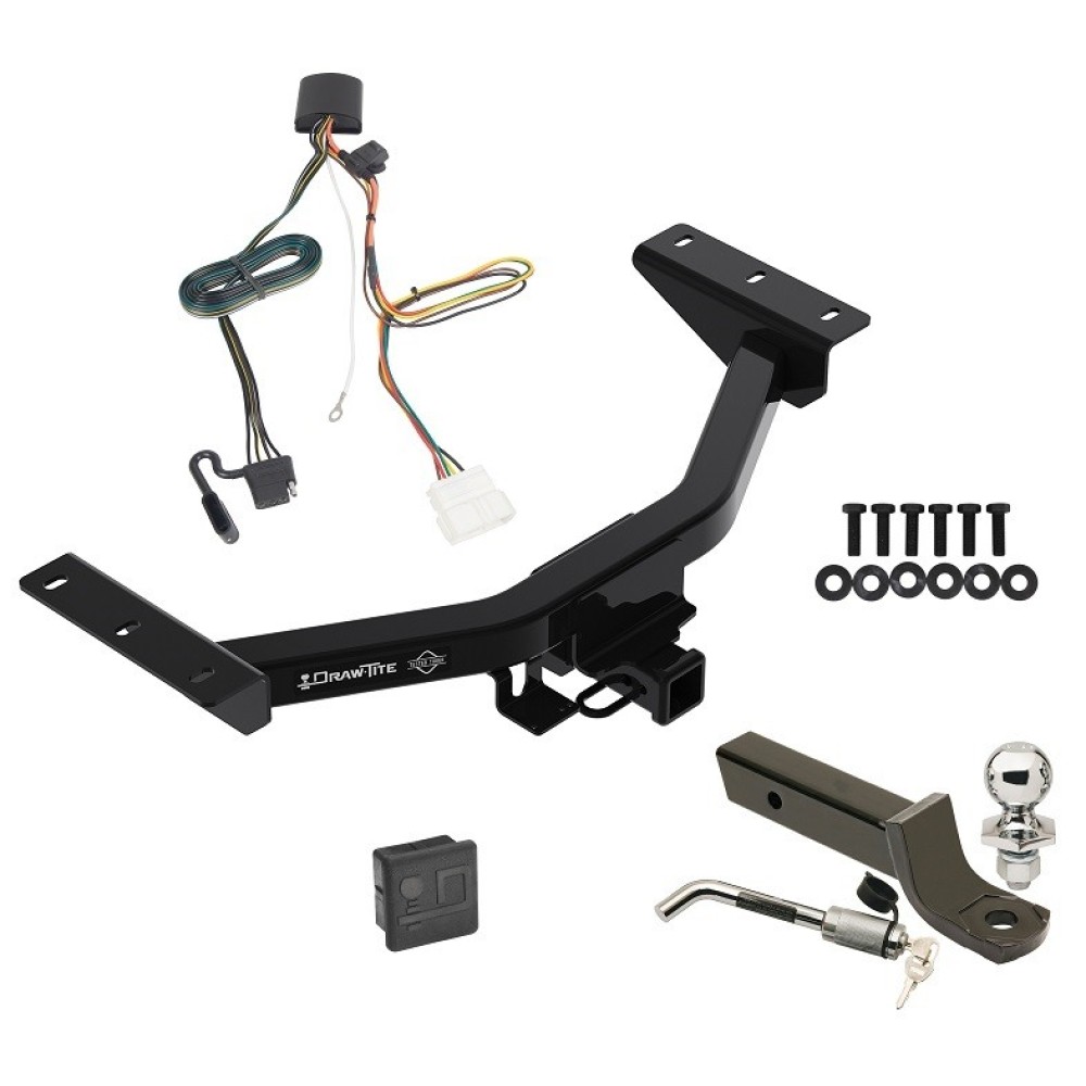 Custom Fit Trailer Hitch Wiring Harness (Plug & Play) 2" Drop Ball-Mount w/ Locking Pin/Clip 2" Chrome Ball Rubber Hitch Plug Cover Installation Hardware Installation Instructions 76290 118809 7005111 7010 Draw-Tite Trailer Tow Hitch 19-23 Trailer Tow Hitch For 19-24 Honda Passport Deluxe Package Wiring 2" Ball Mount and Lock