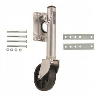 Fulton Retaining Ring Swivel Trailer Jack Stand 400 lbs w/ 6" Caster Wheel Bolt-On - Fixed Length