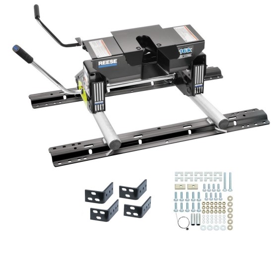 Reese Dual Jaw 16K 5th Wheel Hitch Fifth Wheel Round Tube Slider Unit Base Rail Kit Brakets and Hardware4 Pins and 4 Clips 30047A 50024 30035 Reese Reese Dual Jaw 16K Fifth Wheel Trailer Hitch Round Tube Slider and Rails 11-22 RAM 1500 2500 3500 94-10 D Reese Dual Jaw 16K Fifth Wheel Trailer Hitch w/ Round Tube Slider and Rails For 11-24 RAM 1500 2500 3500 94-10 Dodge Ram 1500 2500 3500 Truck Base Rail Kit 5th Wheel Brackets Hardware