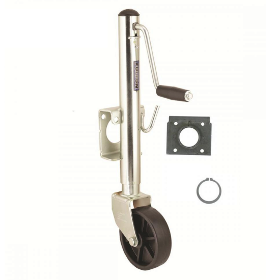TJ120W0301 Fulton Marine Trailer Jack 1200 lbs. Capacity Side Wind Weld-On Side Mount 10 inch Travel Fulton Retaining Ring Swivel Trailer Jack 1,200 lbs w/ 6" Caster Wheel 10" Lift Weld-On