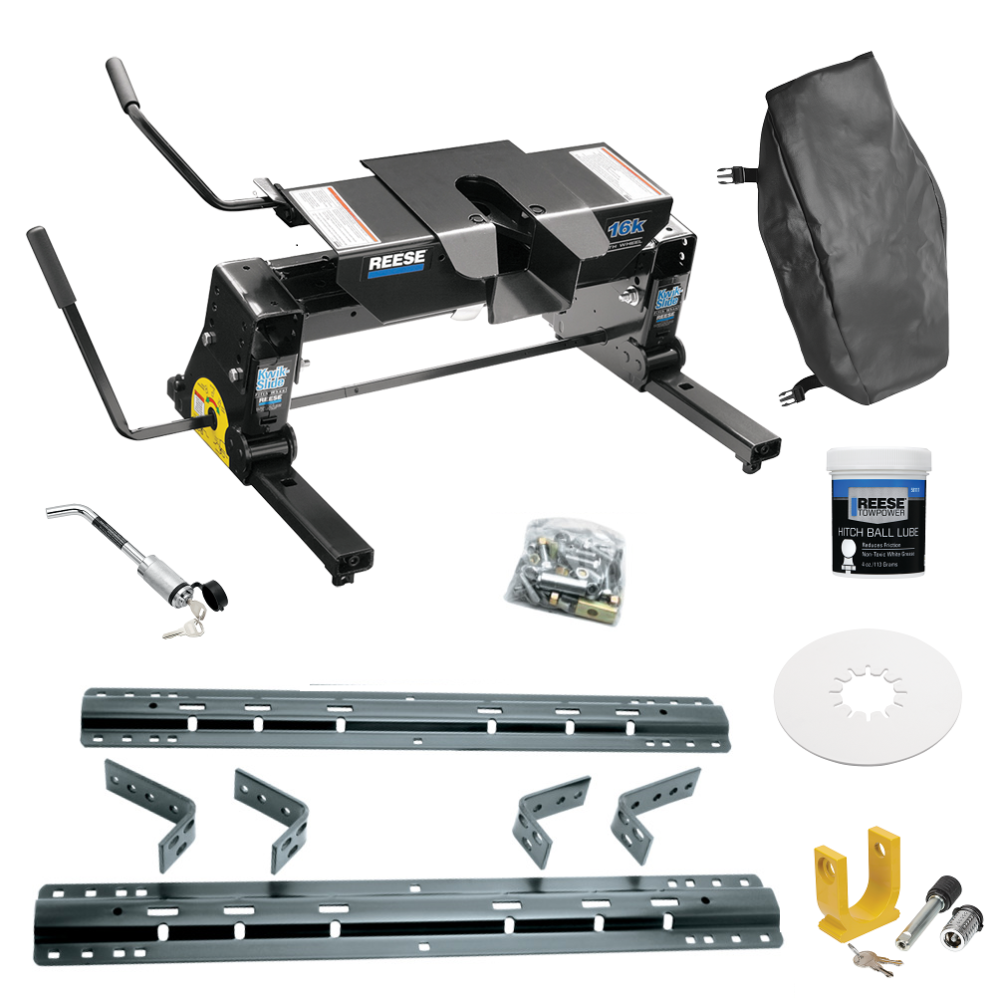 For 1999-2016 Ford F-350 Super Duty Industry Standard Semi-Custom Above Bed Rail Kit + 16K Fifth Wheel + Square Slider + King Pin Lock + Base Rail Lock + 10" Lube Plate + Fifth Wheel Cover + Lube (For 6-1/2' or Shorter Bed, Except Cab & Chassis, For 1999-2016 Ford F-350 Super Duty Industry Standard Semi-Custom Above Bed Rail Kit + 16K Fifth Wheel + Square Slider + King Pin Lock + Base Rail Lock + 10" Lube Plate + Fifth Wheel Cover + Lube (For 6-1/2' or Shorter Bed, Except Cab & Chassis,