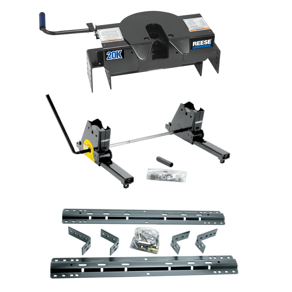 For 2007-2007 Chevrolet Silverado 1500 HD Industry Standard Semi-Custom Above Bed Rail Kit + 20K Fifth Wheel + Square Slider (For 6-1/2' or Shorter Bed, (Classic), w/o Factory Puck System Models) By Reese For 2007-2007 Chevrolet Silverado 1500 HD Industry Standard Semi-Custom Above Bed Rail Kit + 20K Fifth Wheel + Square Slider (For 6-1/2' or Shorter Bed, (Classic), w/o Factory Puck System Models) By Reese