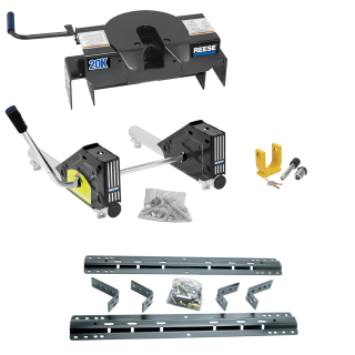 For 1975-1996 Ford F-350 Industry Standard Semi-Custom Above Bed Rail Kit + 20K Fifth Wheel + Round Tube Slider + King Pin Lock (For 6-1/2' or Shorter Bed, w/o Factory Puck System Models) By Reese For 1975-1996 Ford F-350 Industry Standard Semi-Custom Above Bed Rail Kit + 20K Fifth Wheel + Round Tube Slider + King Pin Lock (For 6-1/2' or Shorter Bed, w/o Factory Puck System Models) By Reese