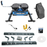 For 1994-2004 Dodge Dakota Industry Standard Semi-Custom Above Bed Rail Kit + Reese M5 20K Fifth Wheel + King Pin Lock + Base Rail Lock + 10" Lube Plate + Fifth Wheel Cover + Lube (For 6-1/2' and 8 foot Bed, w/o Factory Puck System Models) By Reese For 1994-2004 Dodge Dakota Industry Standard Semi-Custom Above Bed Rail Kit + Reese M5 20K Fifth Wheel + King Pin Lock + Base Rail Lock + 10" Lube Plate + Fifth Wheel Cover + Lube (For 6-1/2' and 8 foot Bed, w/o Factory Puck System Models) By Reese