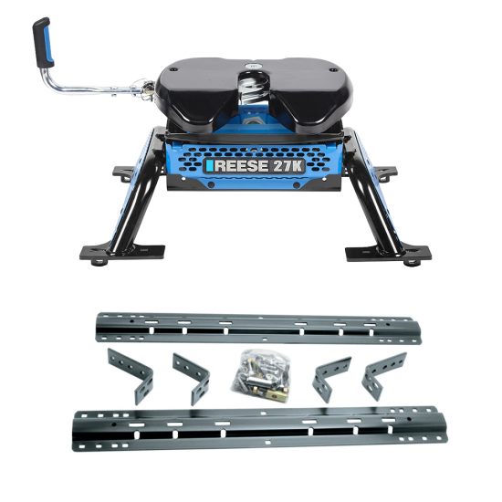 For 1973-2000 Chevrolet C/K Series Industry Standard Semi-Custom Above Bed Rail Kit + Reese M5 27K Fifth Wheel (For 6-1/2' and 8 foot Bed, w/o Factory Puck System Models) By Reese