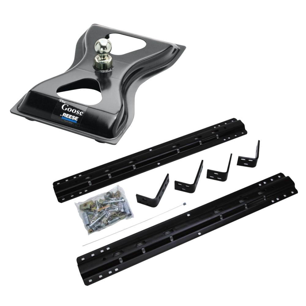For 1994-2002 Dodge Ram 3500 Industry Standard Semi-Custom Above Bed Rail Kit + 25K Reese Gooseneck Hitch (For 5'8 or Shorter Bed (Sidewinder Required), w/o Factory Puck System Models) By Reese For 1994-2002 Dodge Ram 3500 Industry Standard Semi-Custom Above Bed Rail Kit + 25K Reese Gooseneck Hitch (For 5'8 or Shorter Bed (Sidewinder Required), w/o Factory Puck System Models) By Reese