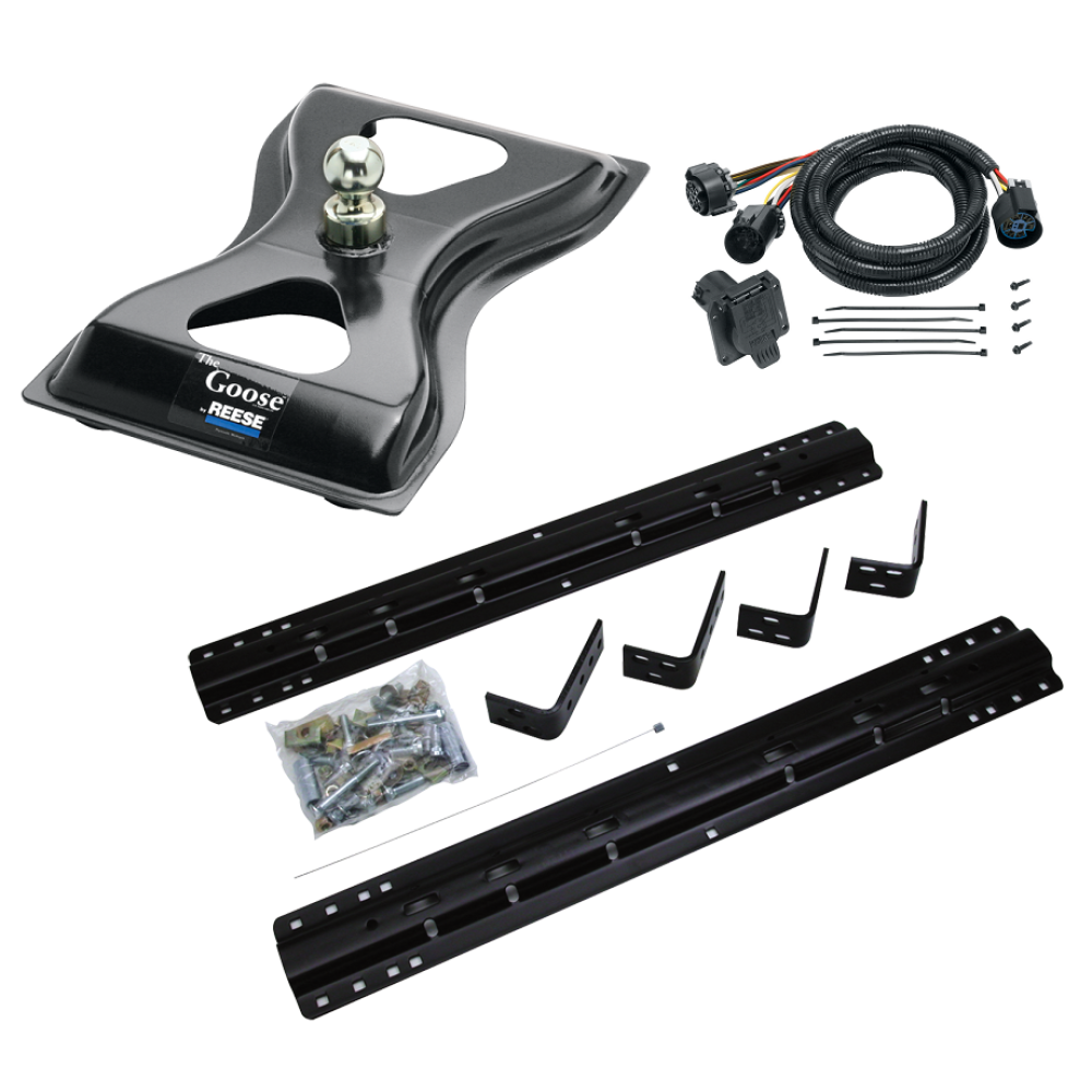 For 1999-2016 Ford F-250 Super Duty Industry Standard Semi-Custom Above Bed Rail Kit + 25K Reese Gooseneck Hitch + In-Bed Wiring (For 5'8 or Shorter Bed (Sidewinder Required), Except Cab & Chassis, w/o Factory Puck System Models) By Reese