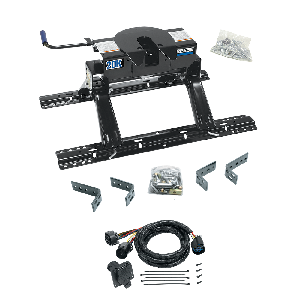 For 2008-2018 Chevrolet Silverado 1500 Industry Standard Semi-Custom Above Bed Rail Kit + 20K Fifth Wheel + In-Bed Wiring (For 5'8 or Shorter Bed (Sidewinder Required) Except High Desert Package, w/o Factory Puck System Models) By Reese For 2008-2018 Chevrolet Silverado 1500 Industry Standard Semi-Custom Above Bed Rail Kit + 20K Fifth Wheel + In-Bed Wiring (For 5'8 or Shorter Bed (Sidewinder Required) Except High Desert Package, w/o Factory Puck System Models) By Reese