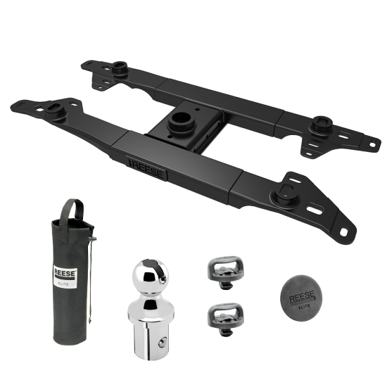 For 2017-2022 Ford F-250 Super Duty Elite Series Fifth Wheel Hitch Mounting System Rail Kit + Gooseneck Pop-In Ball For Models w/o Factory Puck System (Excludes: w/Factory Prep Kit, w/o Factory Puck System Models) By Reese