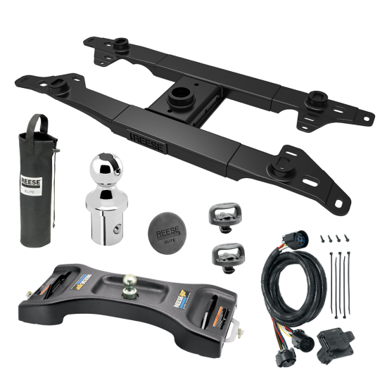 For 2017-2022 Ford F-450 Super Duty Elite Series Fifth Wheel Hitch Mounting System Rail Kit + Pop-In Gooseneck Ball & Elite Plate For Models w/o Factory Puck System (Excludes: w/Factory Prep Kit, w/o Factory Puck System Models) By Reese