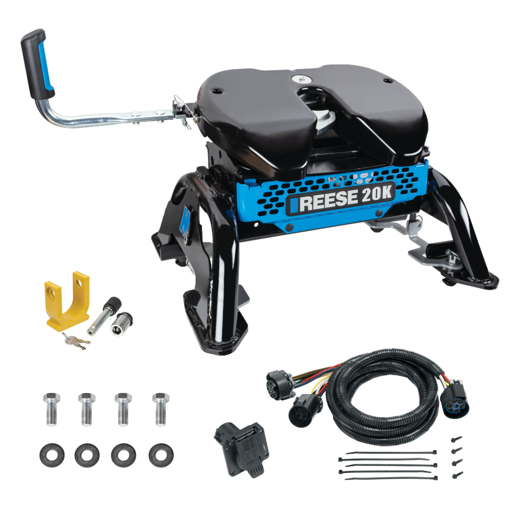 For 2020-2024 Chevrolet Silverado 3500 HD M5 Fifth Wheel Hitch + In-Bed Wiring 20K Talon Jaw Complete System For Models w/ Factory Puck System + King Pin Lock (For w/Factory or Reese Elite Puck System Models) By Reese For 2020-2024 Chevrolet Silverado 3500 HD M5 Fifth Wheel Hitch + In-Bed Wiring 20K Talon Jaw Complete System For Models w/ Factory Puck System + King Pin Lock (For w/Factory or Reese Elite Puck System Models) By Reese