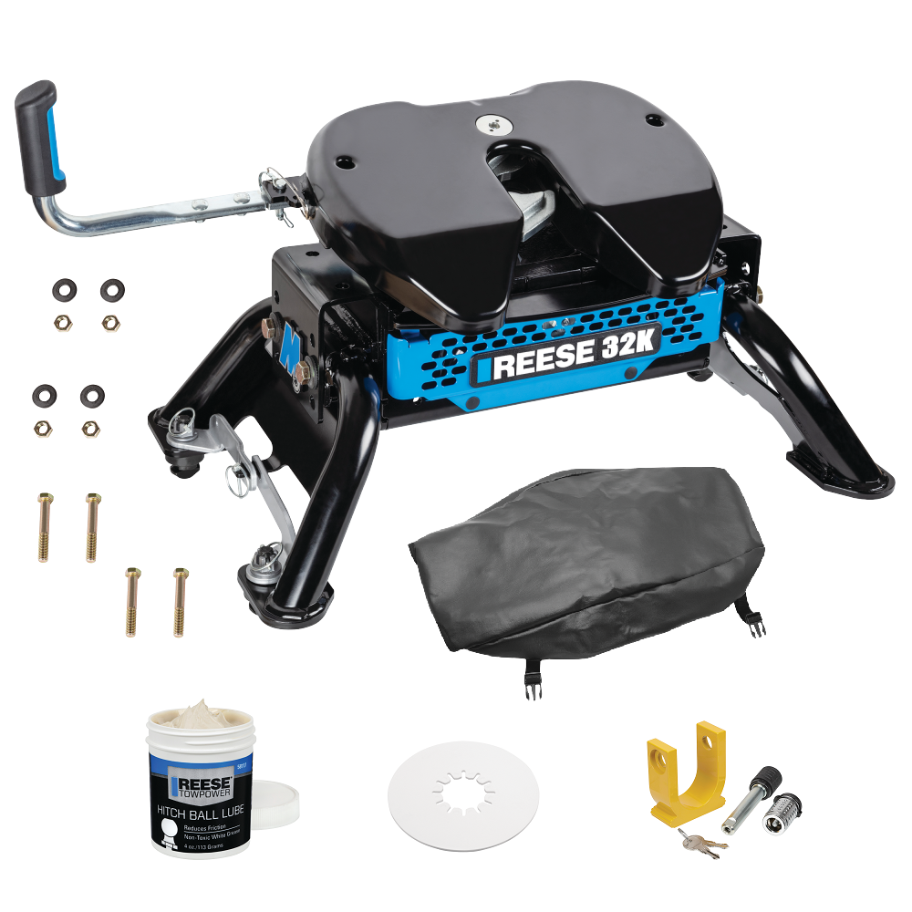 For 2011-2024 Ford F-250 Super Duty M5 Fifth Wheel Hitch 32K Talon Jaw Complete System For Models w/ Factory Puck System + King Pin Lock + 10" Lube Plate + Fifth Wheel Cover + Lube (For w/Factory or Reese Elite Puck System Models) By Reese