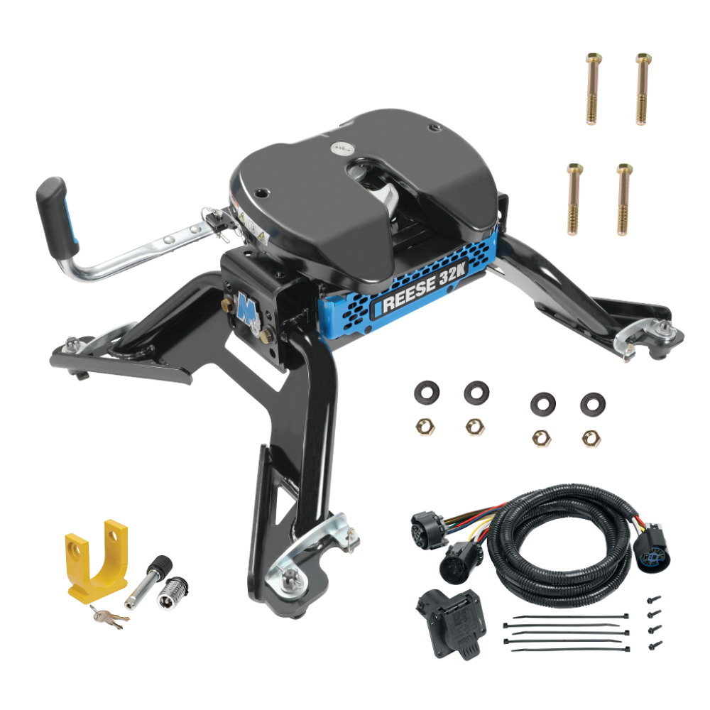 For 2015-2024 RAM 3500 M5 Fifth Wheel Hitch + In-Bed Wiring 32K Talon Jaw Complete System For Models w/ Factory Puck System + King Pin Lock (For w/Factory or Reese Elite Puck System Models) By Reese For 2015-2024 RAM 3500 M5 Fifth Wheel Hitch + In-Bed Wiring 32K Talon Jaw Complete System For Models w/ Factory Puck System + King Pin Lock (For w/Factory or Reese Elite Puck System Models) By Reese