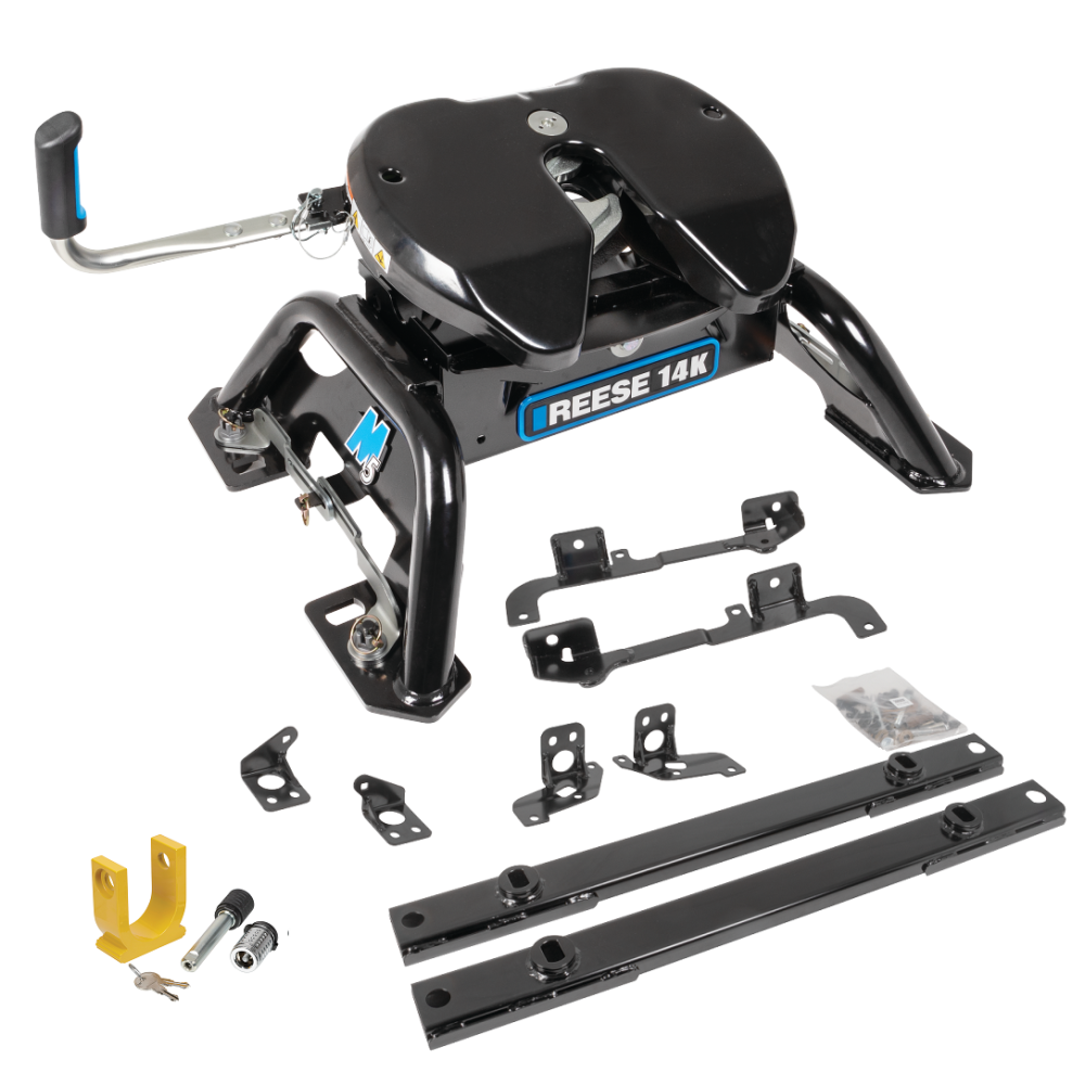 For 2015-2023 Ford F-150 Custom Reese Max Duty Underbed Rail Kit Power Puck System + 14K Fifth Wheel + King Pin Lock (For All Styles, w/o Factory Puck System Models) By Reese For 2015-2023 Ford F-150 Custom Reese Max Duty Underbed Rail Kit Power Puck System + 14K Fifth Wheel + King Pin Lock (For All Styles, w/o Factory Puck System Models) By Reese