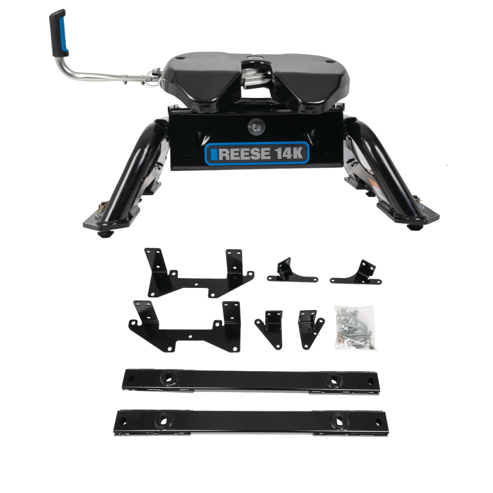 For 2020-2024 Chevrolet Silverado 1500 Custom Reese Max Duty Underbed Rail Kit Power Puck System + 14K Fifth Wheel (For All Styles, w/o Factory Puck System Models) By Reese