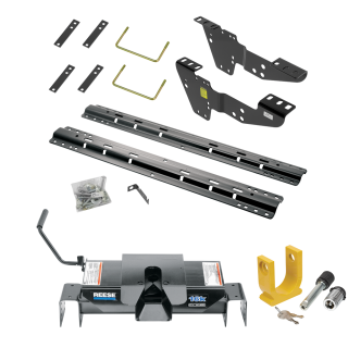 For 2001-2006 Chevrolet Silverado 1500 HD Custom Industry Standard Above Bed Rail Kit + 16K Fifth Wheel + King Pin Lock (For 6-1/2' and 8 foot Bed, w/o Factory Puck System Models) By Reese