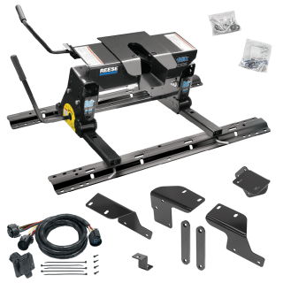 For 2007-2021 Toyota Tundra Custom Industry Standard Above Bed Rail Kit + 16K Fifth Wheel + Square Slider + In-Bed Wiring (For 6-1/2' or Shorter Bed, w/o Factory Puck System Models) By Reese For 2007-2021 Toyota Tundra Custom Industry Standard Above Bed Rail Kit + 16K Fifth Wheel + Square Slider + In-Bed Wiring (For 6-1/2' or Shorter Bed, w/o Factory Puck System Models) By Reese